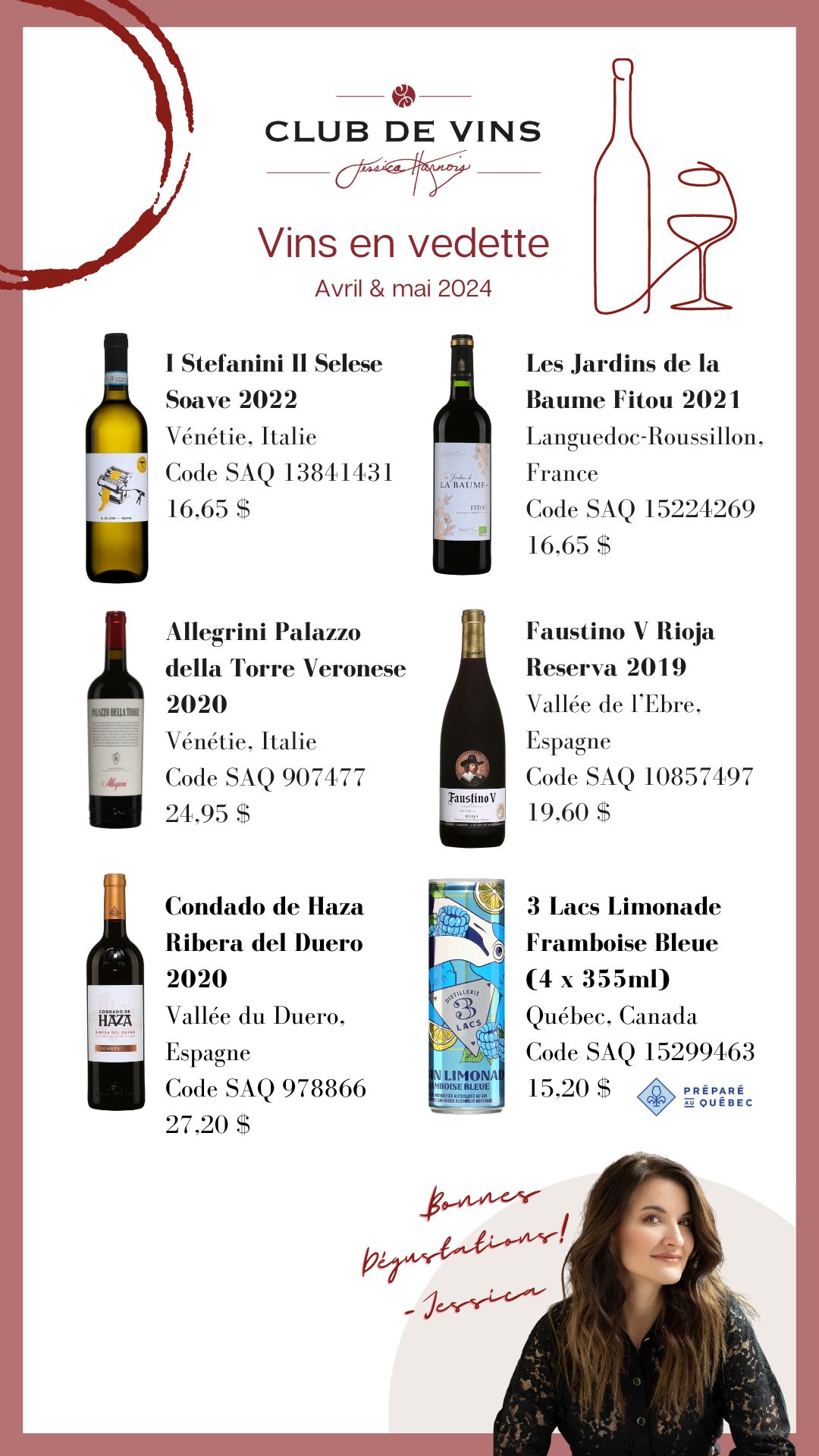 Vins en vedette avril et mai 2024