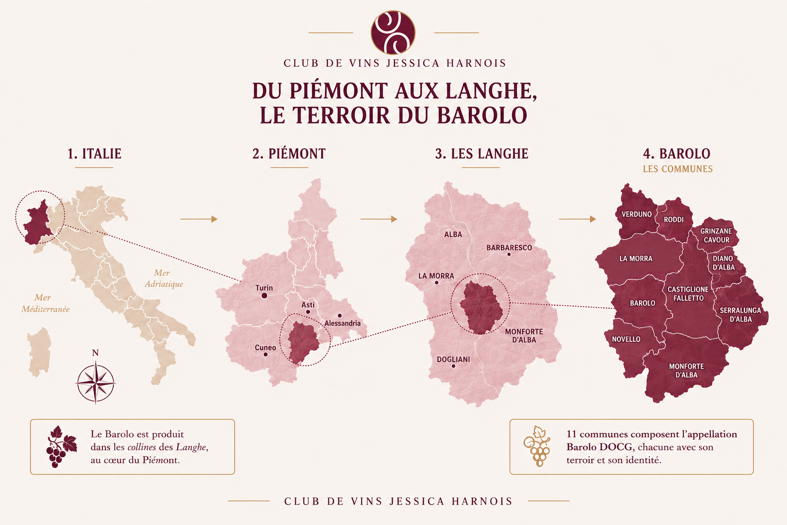 Carte Piémont, Langhe, Barolo
